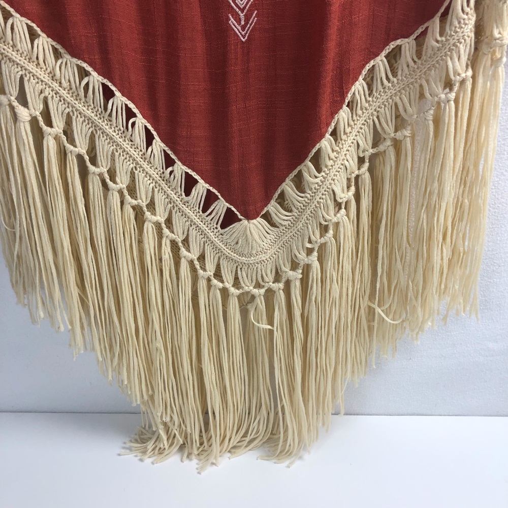Love Anthropologie Women's Peasant Top Size M Burnt Orange Cream Crochet Fringe - Picture 2 of 8